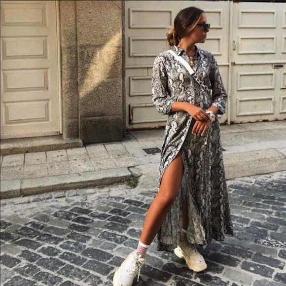 Last one♦️ZARA Snakeskin Printed Shirt Dress - Picture 6 of 7